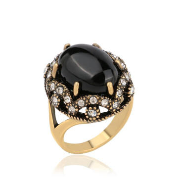 Fashion Alloy Ring Wholesale Black Crystal Latest Gold Finger Ring Designs